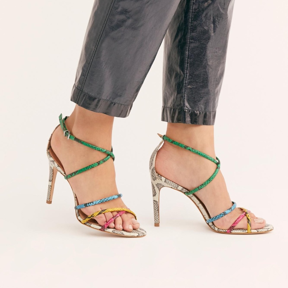 Free People Vicenza Havyn Colorful Snakeskin Heels